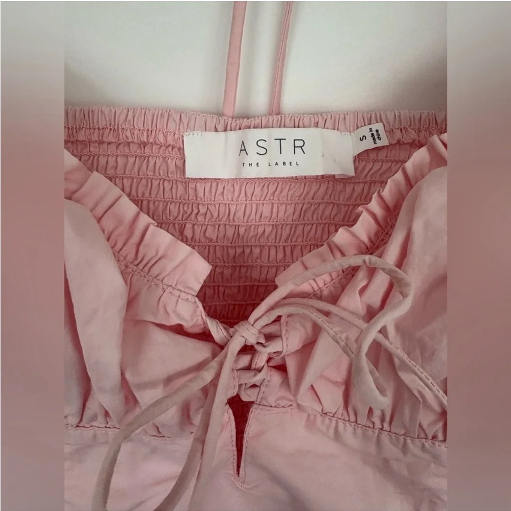 ASTR Blush Pink Puff Sleeve Crop Top Puff Sleeve Smocked Poplin Blouse preppy‎ S